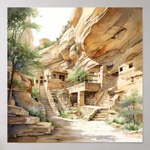 Mesa Verde National Park Watercolor Art Poster