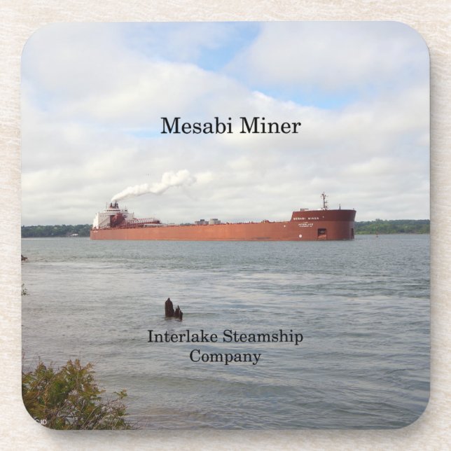 Mesabi Miner set of 6 hard plastic coasters (Front)