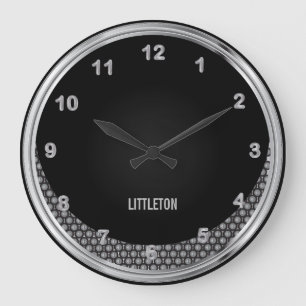 Mesh Steel Metal and Black Print Large Clock