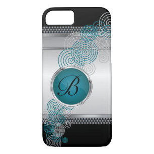 Mesh Steel with Circular Silver & Jade on Black Case-Mate iPhone Case