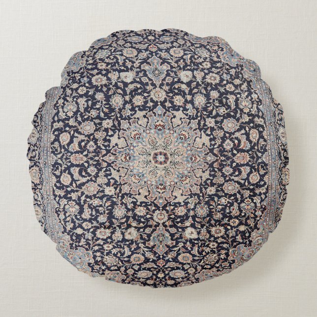 Meshed Persia Dusty Blue Dark Grey  Round Pillow (Front)