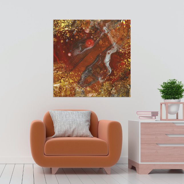 Mesmerizing Abstract Dark Red Gold Composition Canvas Print (Creator Uploaded)