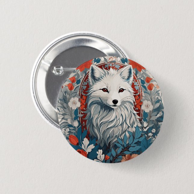 Mesmerizing Artic Fox Wildlife  2 Inch Round Button (Front & Back)