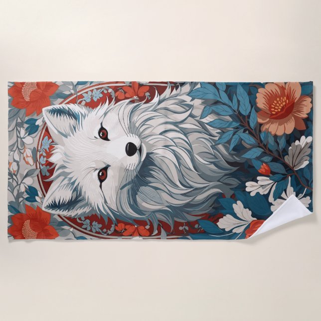 Mesmerizing Artic Fox Wildlife  Beach Towel (Front)