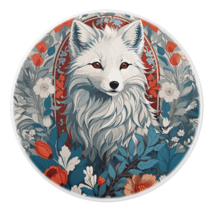 Mesmerizing Artic Fox Wildlife Ceramic Knob