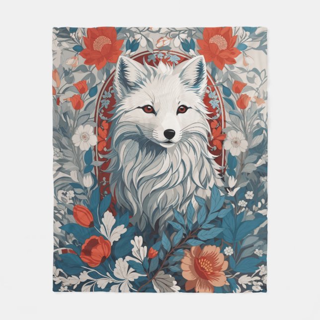 Mesmerizing Artic Fox Wildlife  Fleece Blanket (Front)