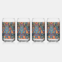 Mesmerizing Blue "Epochal Symmetry" Can Glass Set