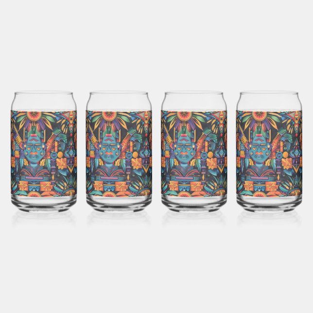Mesmerizing Blue "Epochal Symmetry" Can Glass Set (Front)