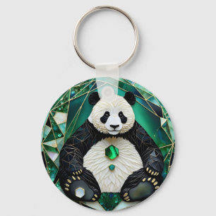 Mesmerizing Geometric Panda Keychain