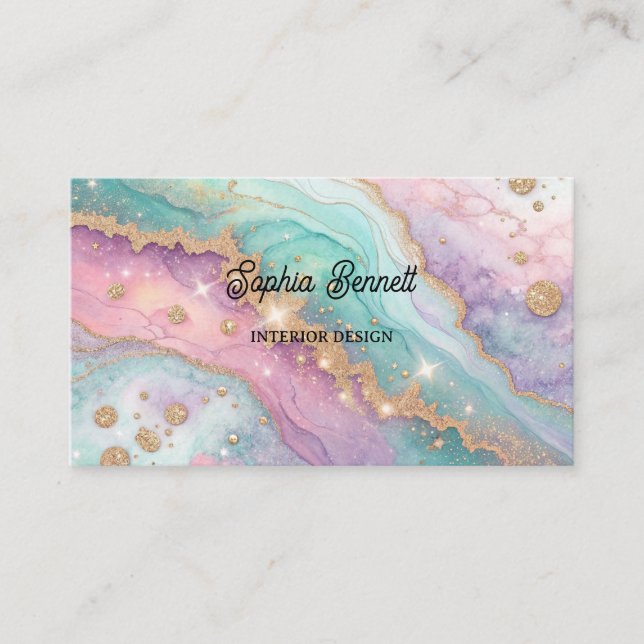 Mesmerizing Glitter Opal Background Business Card (Front)