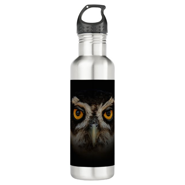 Mesmerizing Golden Eyes of a Spectacled Owl 710 Ml Water Bottle (Front)