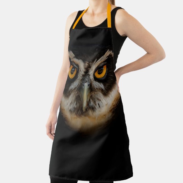 Mesmerizing Golden Eyes of a Spectacled Owl Apron (Insitu)