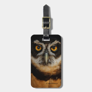 Mesmerizing Golden Eyes of a Spectacled Owl Luggage Tag