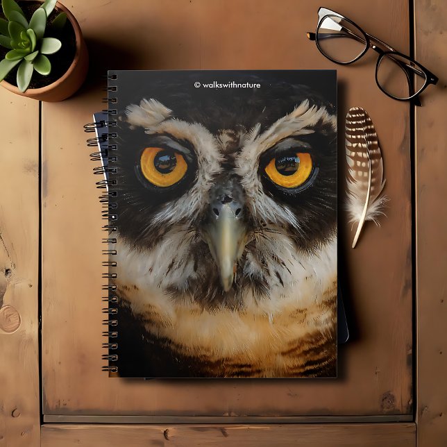 Mesmerizing Golden Eyes of a Spectacled Owl Notebook (Mesmerizing Golden Eyes of a Spectacled Owl Journal Cover Photo)