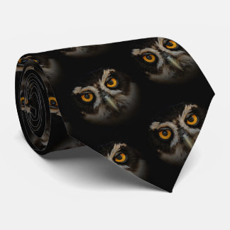 Mesmerizing Golden Eyes of a Spectacled Owl Tie