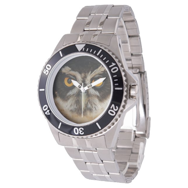 Mesmerizing Golden Eyes of a Spectacled Owl Watch (Angled)