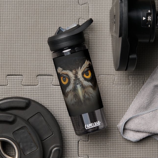 Mesmerizing Golden Eyes of a Spectacled Owl Water Bottle (Gym)