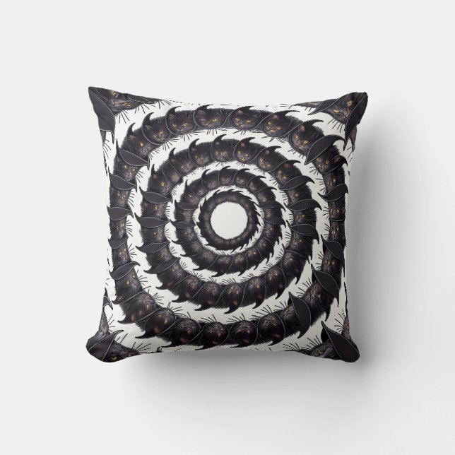 Mesmerizing Halloween Cats Throw Pillow (Front)