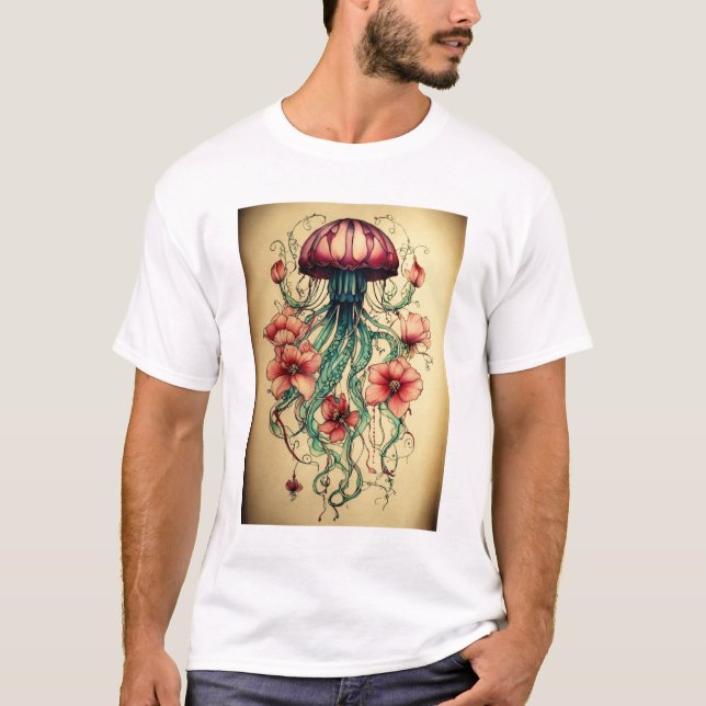 "Mesmerizing Jellyfish Design | Ocean-Inspired Art T-Shirt (Front)