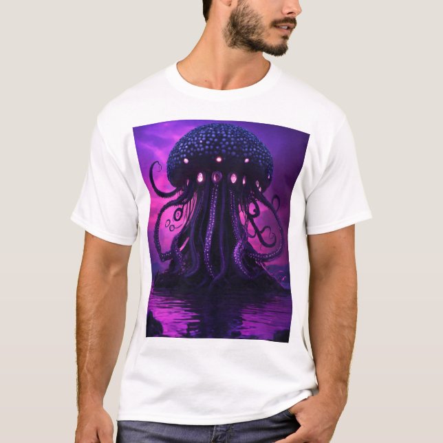 Mesmerizing Jellyfish–Mysterious Underwater World T-Shirt (Front)