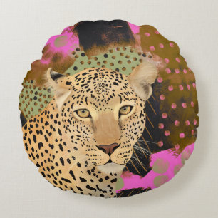 Mesmerizing Leopard Round Pillow