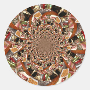 Mesmerizing Mosaic of Sushi Brown Colours Classic Round Sticker