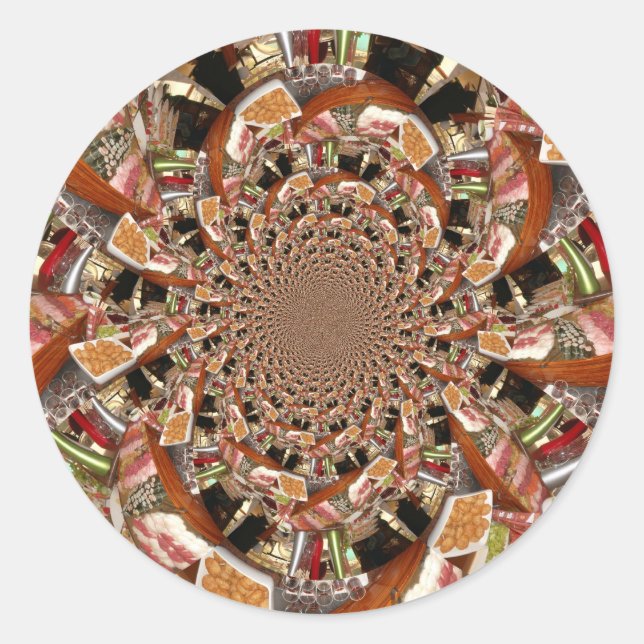 Mesmerizing Mosaic of Sushi Brown Colours Classic Round Sticker (Front)