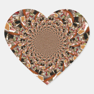 Mesmerizing Mosaic of Sushi Brown Colours Heart Sticker