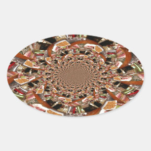 Mesmerizing Mosaic of Sushi Brown Colours Oval Sticker