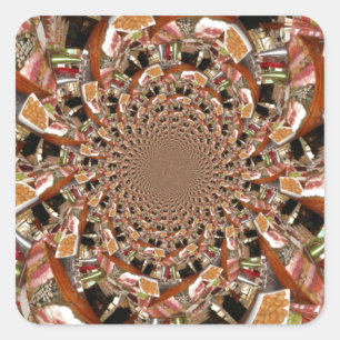 Mesmerizing Mosaic of Sushi Brown Colours Square Sticker