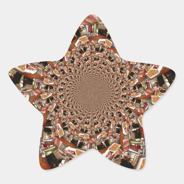 Mesmerizing Mosaic of Sushi Brown Colours Star Sticker (Front)