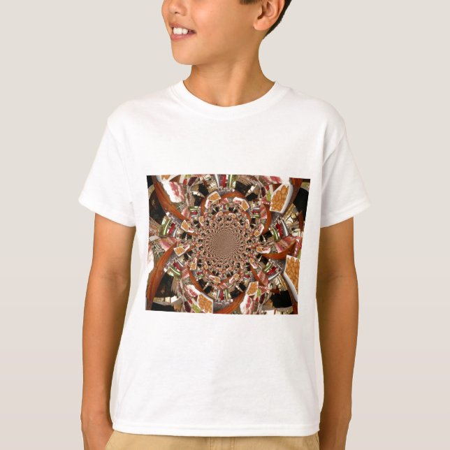 Mesmerizing Mosaic of Sushi Brown Colours T-Shirt (Front)