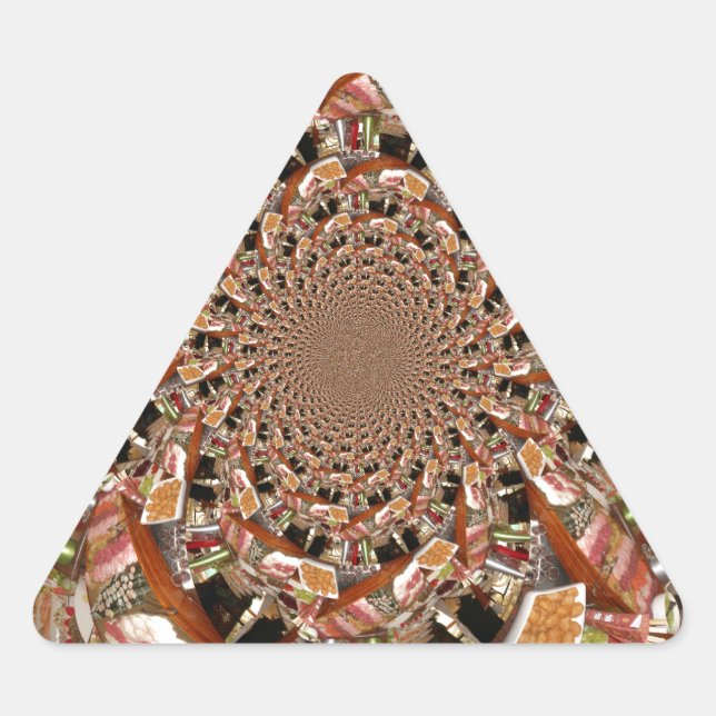 Mesmerizing Mosaic of Sushi Brown Colours Triangle Sticker (Front)