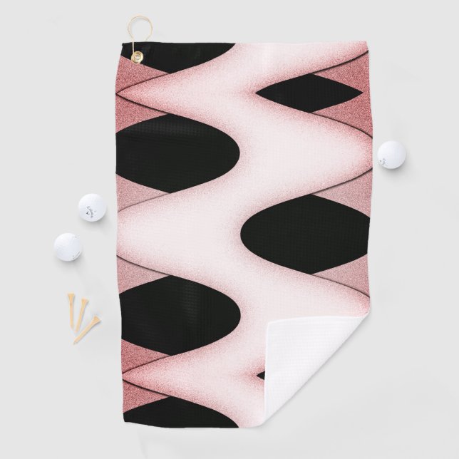 Mesmerizing Oriental Pink Waves Golf Towel (InSitu)