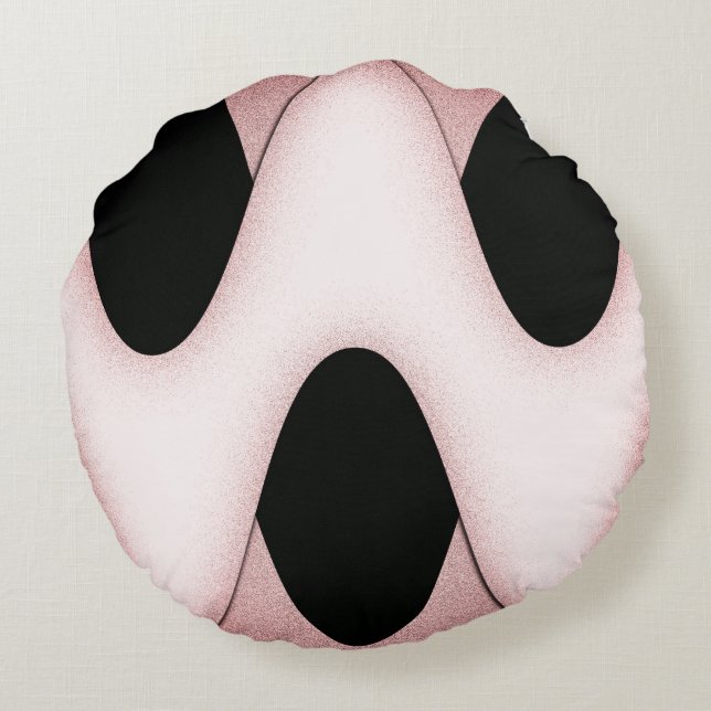 Mesmerizing Oriental Pink Waves Round Pillow (Back)