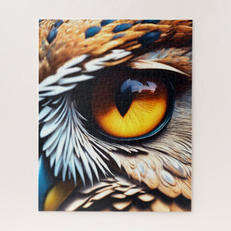 Mesmerizing Owl Eye - Vivid Wildlife Detail Jigsaw Puzzle