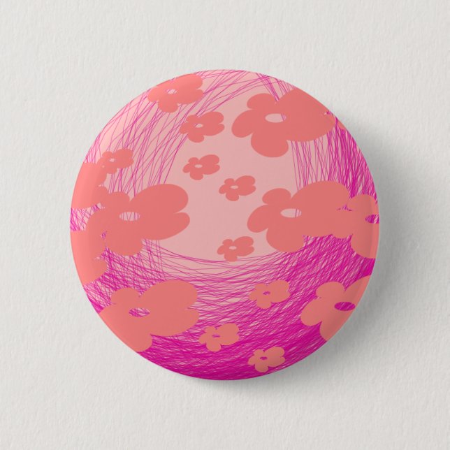 mesmerizing pink flower 2 inch round button (Front)