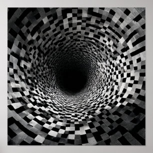 Mesmerizing Spiralling Optical Illusion Tunnel Poster