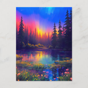 Mesmerizing Sunset and Colours at the Serene Pond Postcard