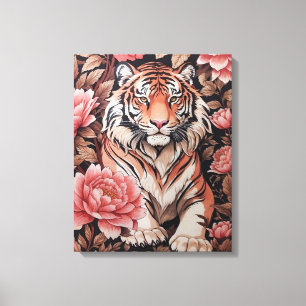 Mesmerizing Tiger Pink Flowers Canvas Print
