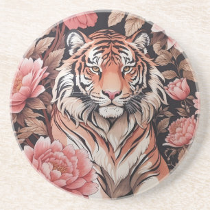 Mesmerizing Tiger Pink Flowers Coaster