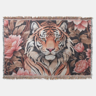 Mesmerizing Tiger Pink Flowers Throw Blanket