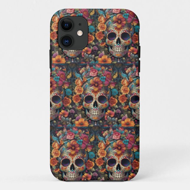 Mesmerizing Tradition: Vibrant Sugar Skull Case-Mate iPhone Case (Back)