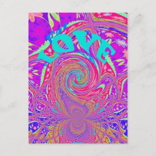 Mesmerizing Whirlpool Love Cyan Text art Graphic  Announcement Postcard