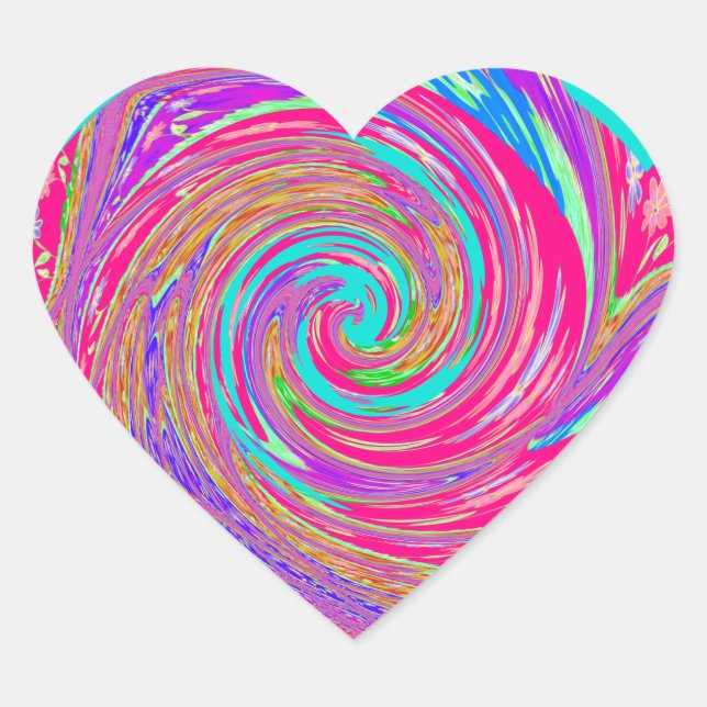 Mesmerizing Whirlpool Love Cyan Text art Graphic  Heart Sticker (Front)