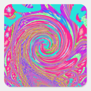 Mesmerizing Whirlpool Love Cyan Text art Graphic  Square Sticker
