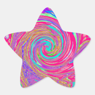 Mesmerizing Whirlpool Love Cyan Text art Graphic  Star Sticker