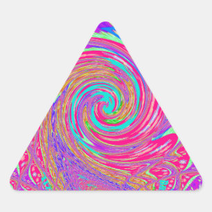 Mesmerizing Whirlpool Love Cyan Text art Graphic  Triangle Sticker