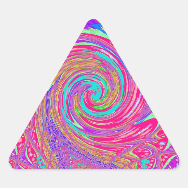 Mesmerizing Whirlpool Love Cyan Text art Graphic  Triangle Sticker (Front)