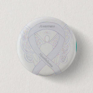 Mesothelioma Awareness Ribbon Angel Button